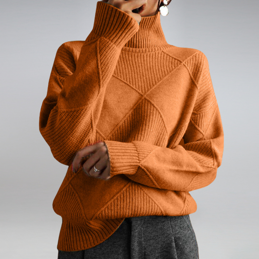 Ribbed Knit Turtleneck Long Sleeve Fitted Sweater for Women | Cold Weather