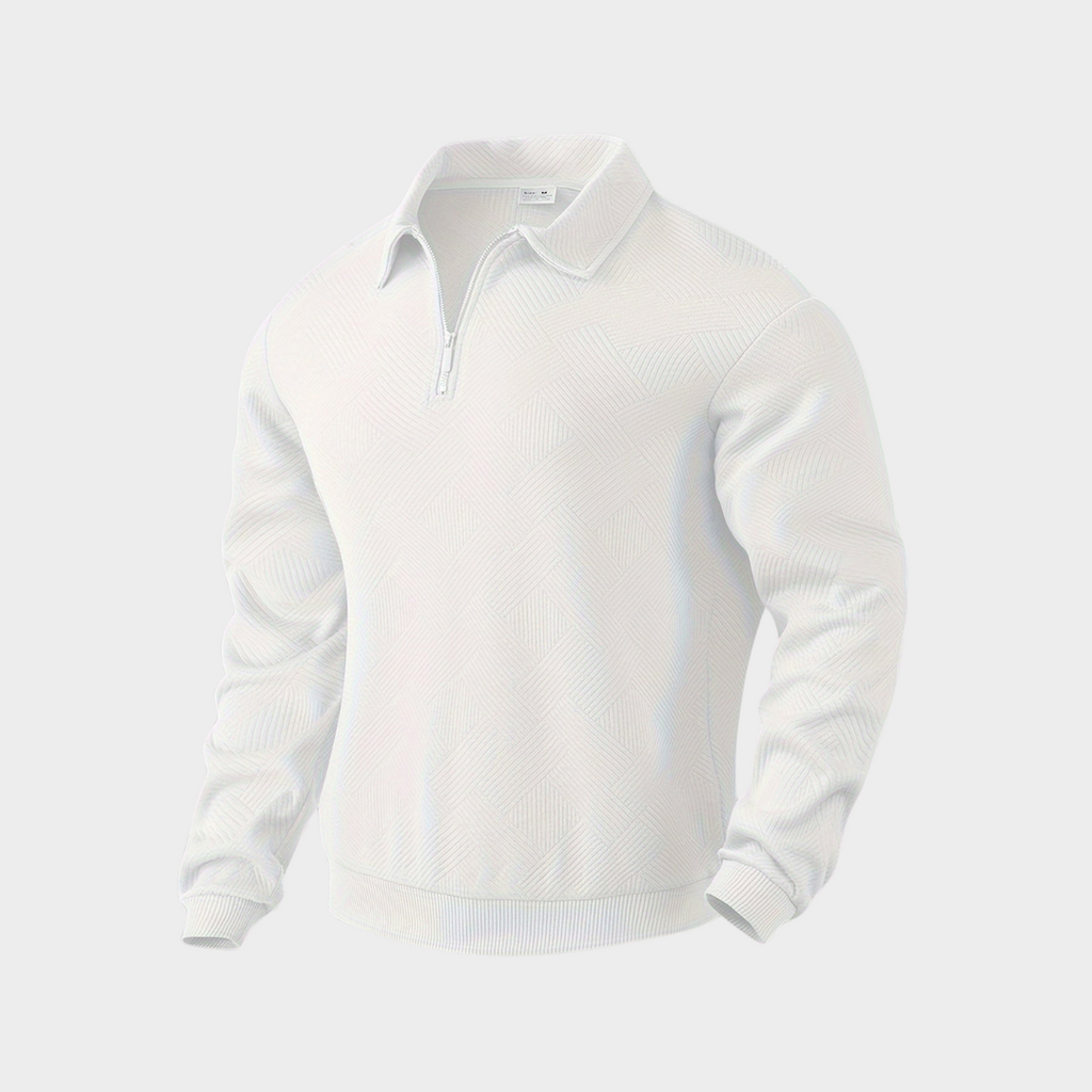 Geometric Knit Quarter Zip Turtleneck Sweater for Men | Everyday Wear