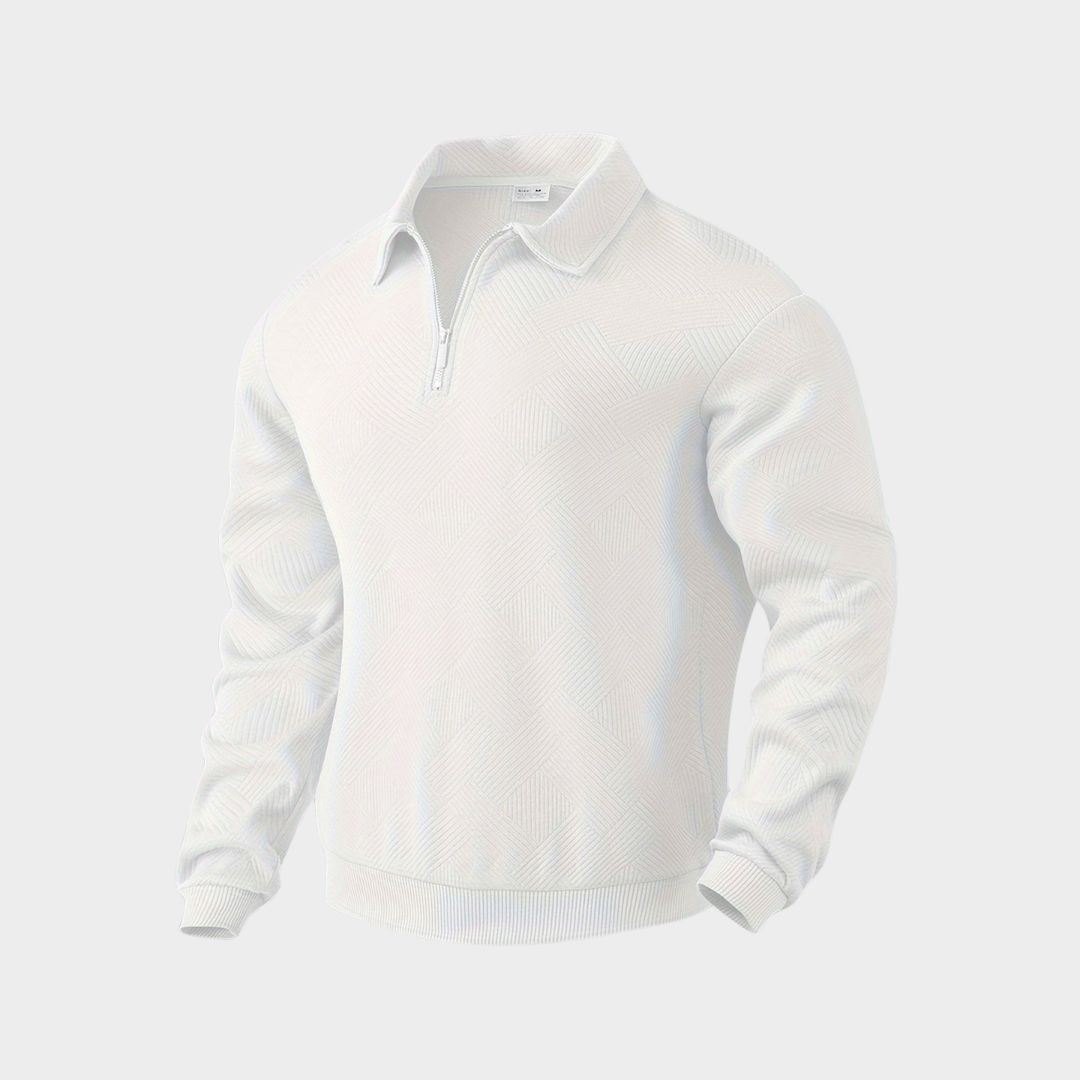 Geometric Knit Quarter Zip Turtleneck Sweater for Men | Everyday Wear