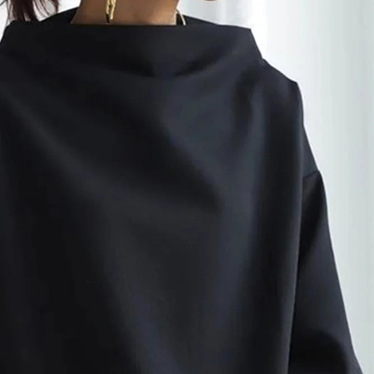 Black Women's Turtleneck | Classic Long Sleeve Sweater