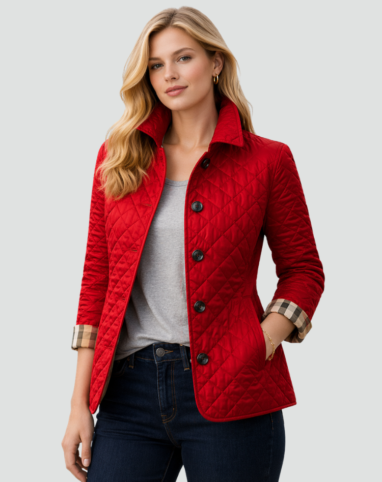 Quilted Button Front Lightweight Jacket for Women | Mid Season Outerwear