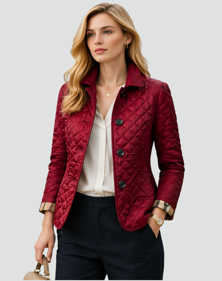 Quilted Button Front Lightweight Jacket for Women | Mid Season Outerwear