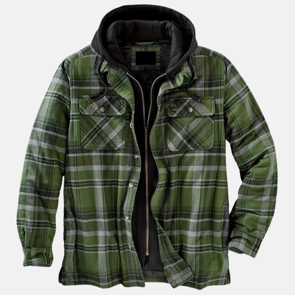 Quilted Shirt Collar Button Front Jacket for Men | Transitional Wear