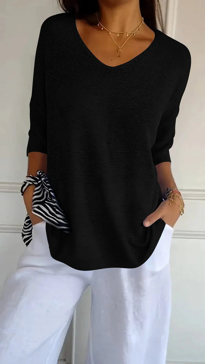 Women's Knit Top with V-Neck | Comfortable