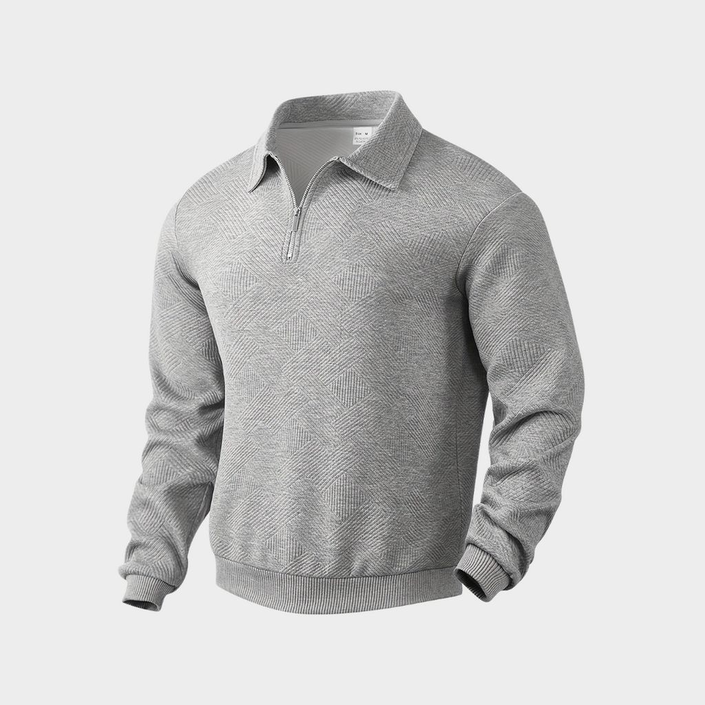 Geometric Knit Quarter Zip Turtleneck Sweater for Men | Everyday Wear
