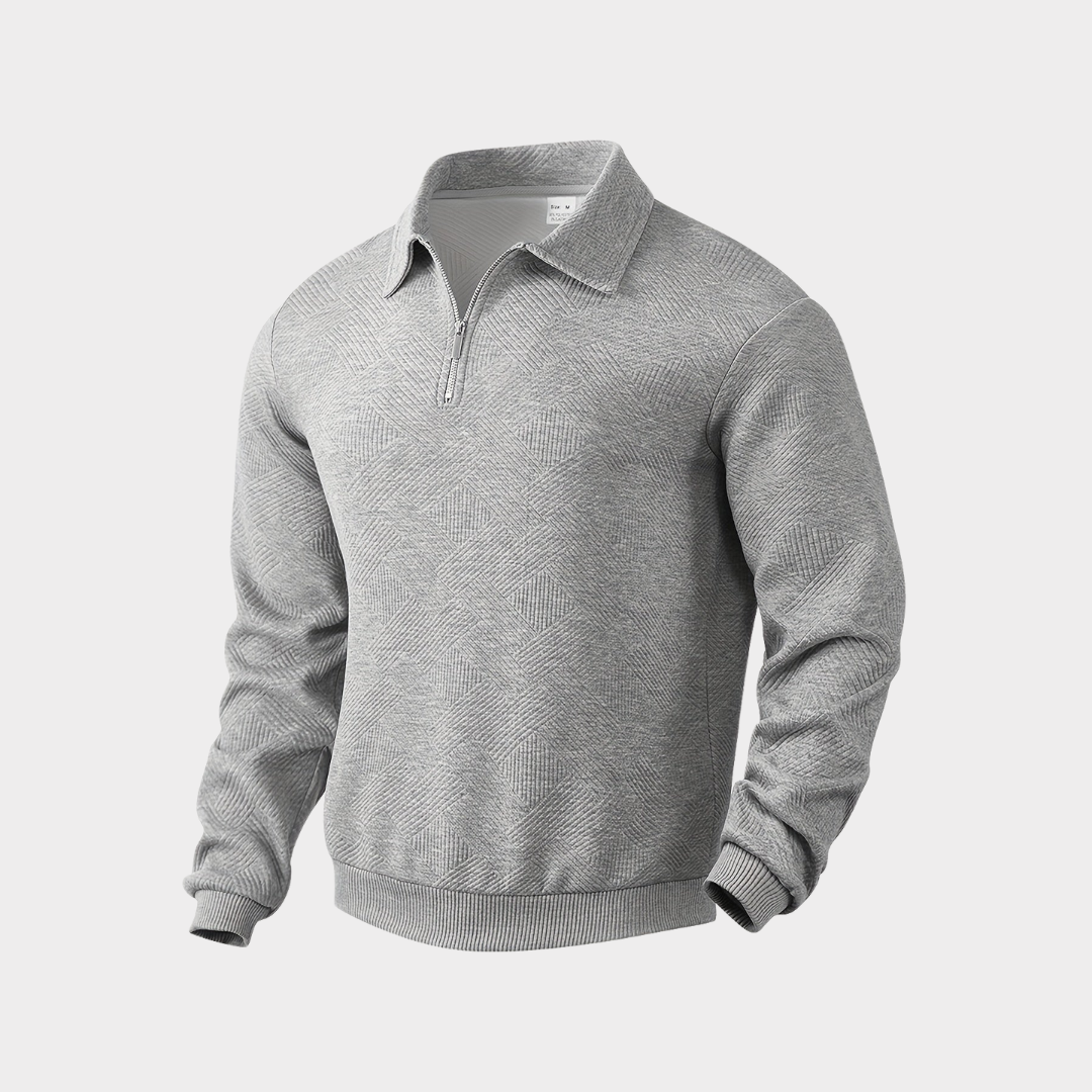 Geometric Knit Quarter Zip Turtleneck Sweater for Men | Everyday Wear