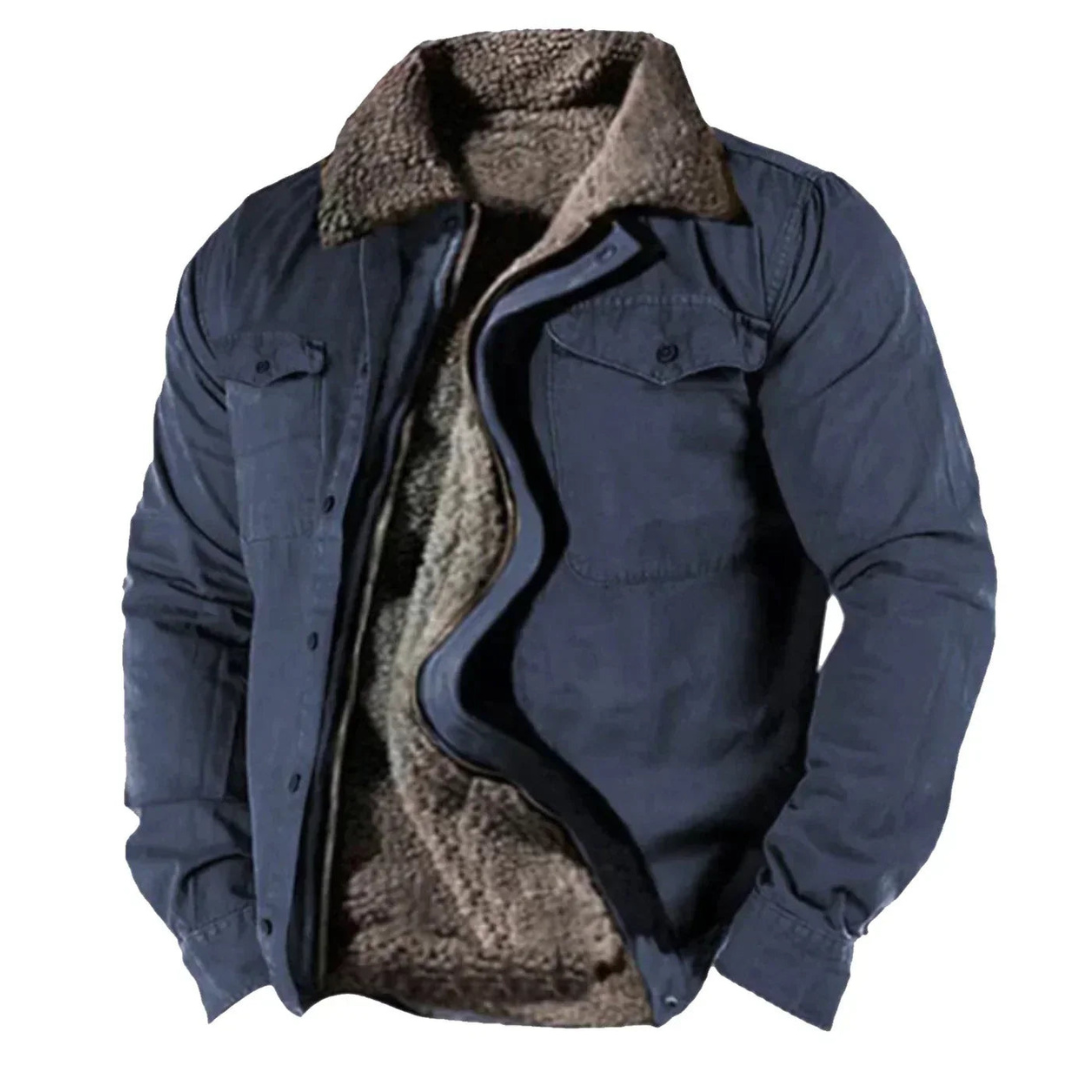 Men's Winter Jacket | Button Closure Long Sleeve Winter Clothing
