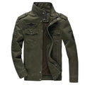Military Green Stand-Up Collar Full Zip Jacket for Men | Outdoor Wear