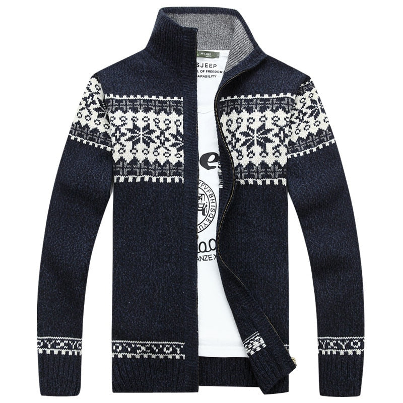 Men's Sweater | Regular Fit Long Sleeve Snowflake Pattern Winter Clothing