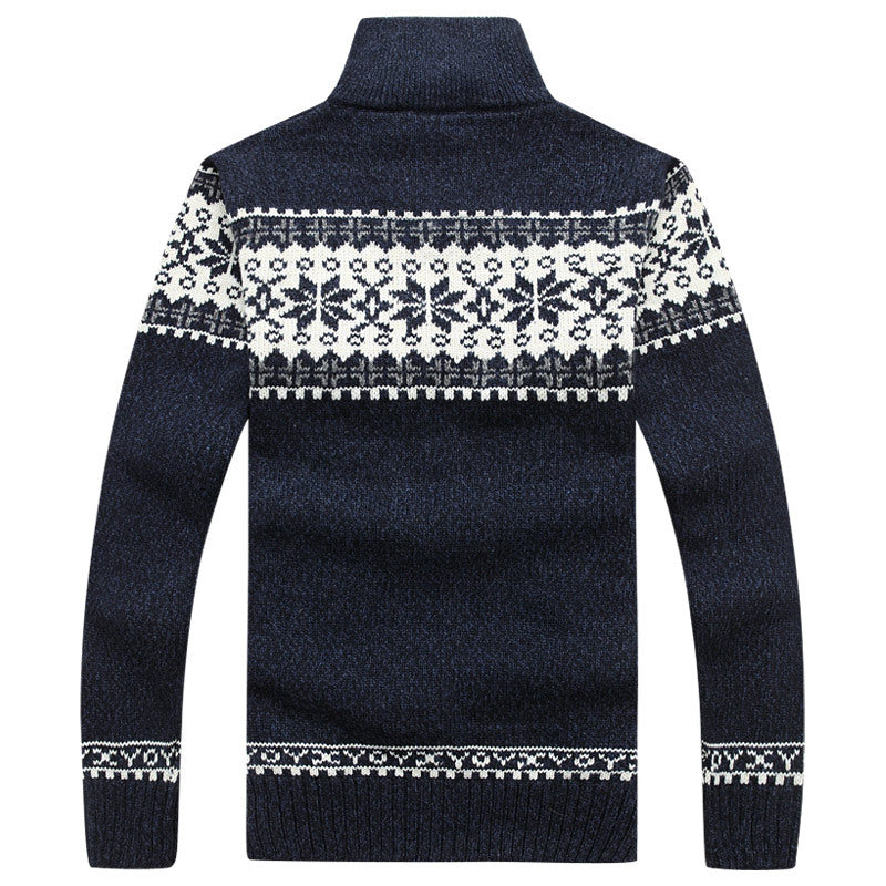 Men's Sweater | Regular Fit Long Sleeve Snowflake Pattern Winter Clothing