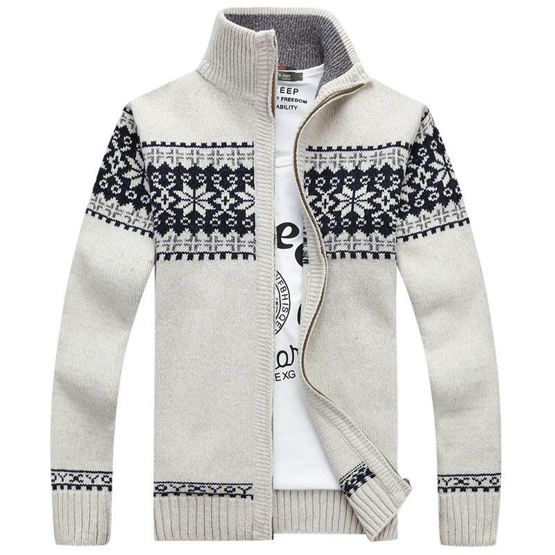 Men's Sweater | Regular Fit Long Sleeve Snowflake Pattern Winter Clothing