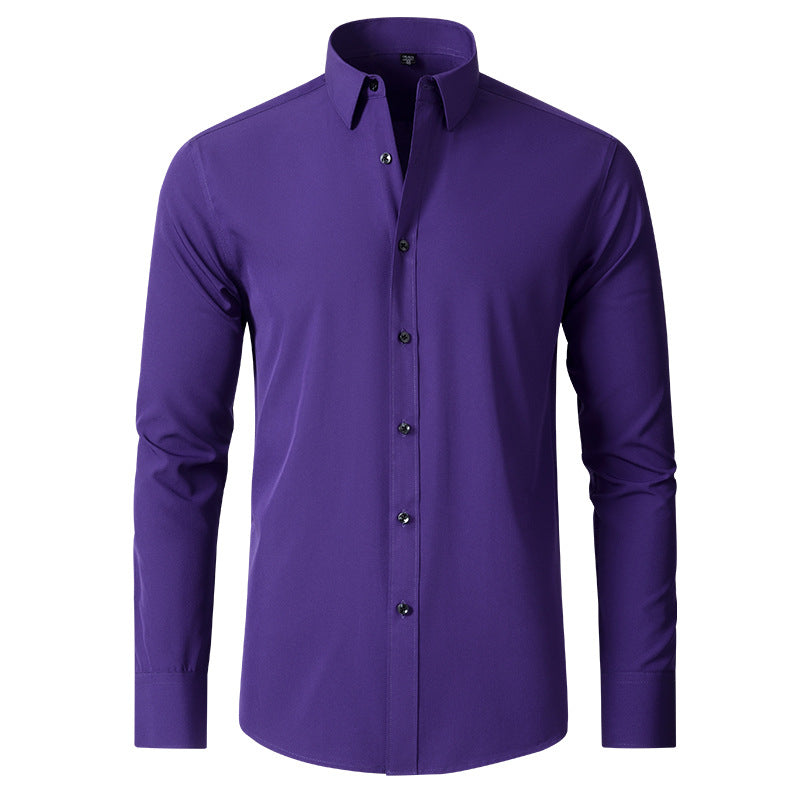 Stretch Wrinkle-Resistant Slim Fit Dress Shirt for Men
