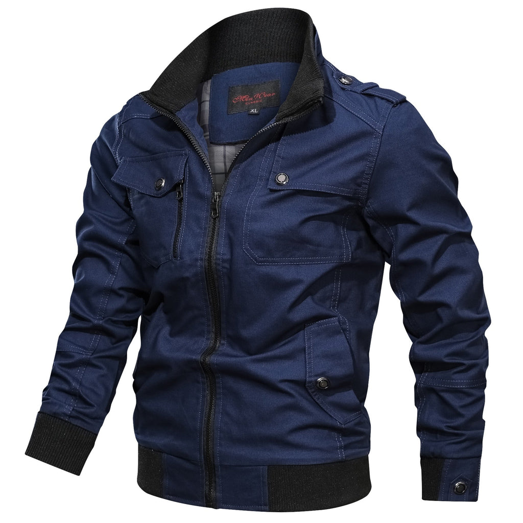 Military Green Lightweight Fitted Multi Pocket Jacket for Men | Spring Wear