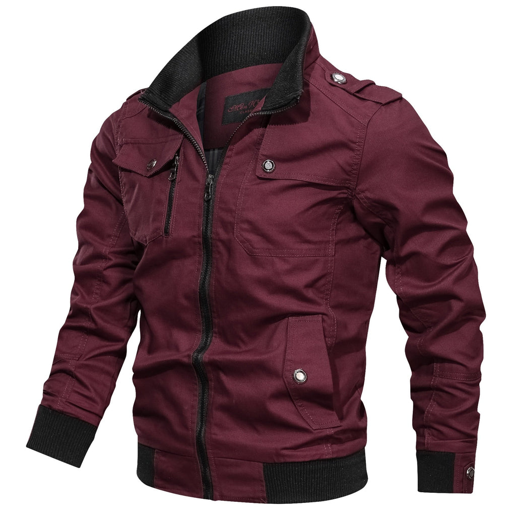 Military Green Lightweight Fitted Multi Pocket Jacket for Men | Spring Wear
