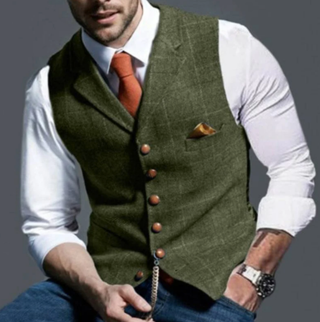 Structured Retro Style Vest for Men | Classic Tailored Design
