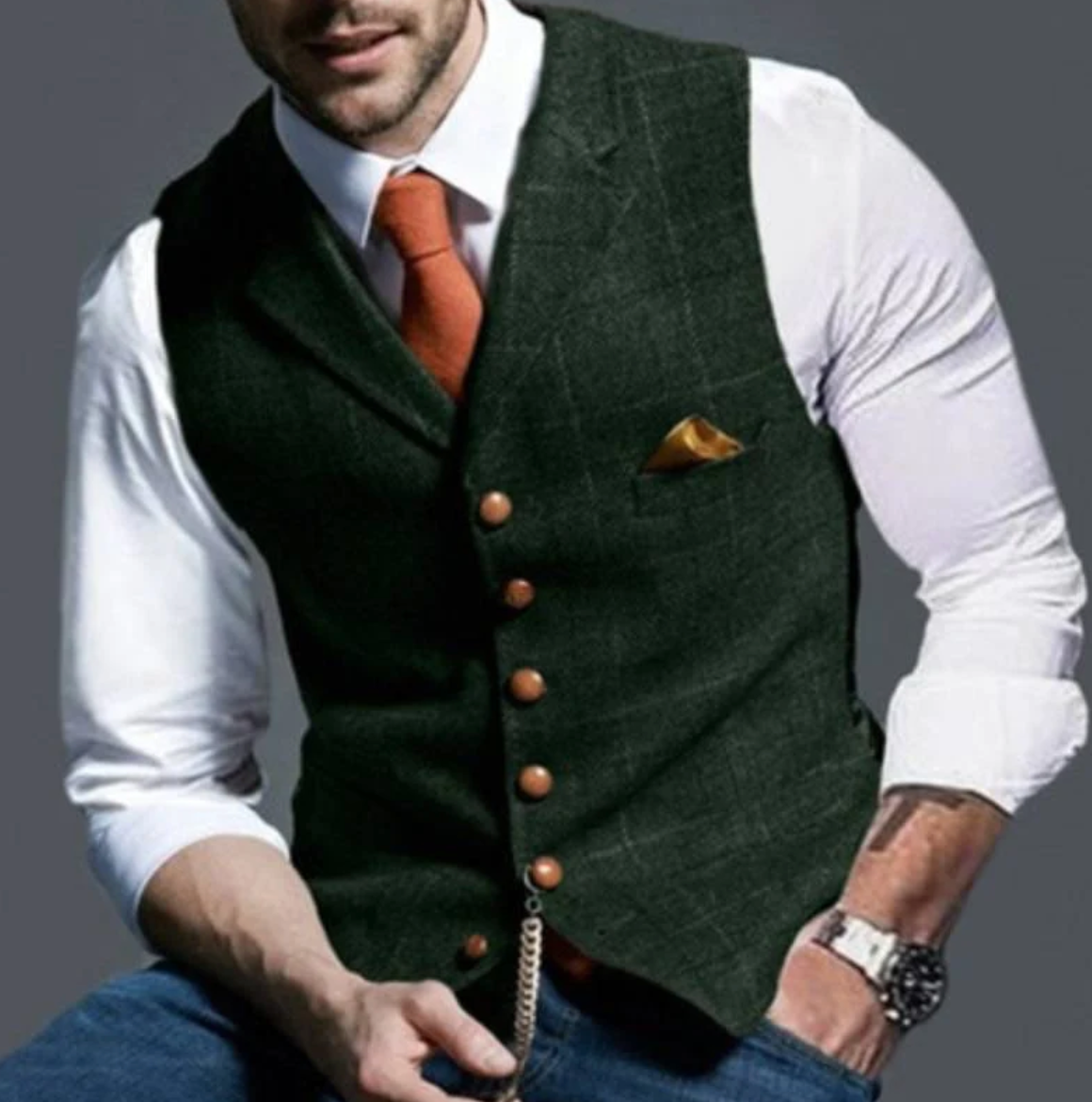 Structured Retro Style Vest for Men | Classic Tailored Design