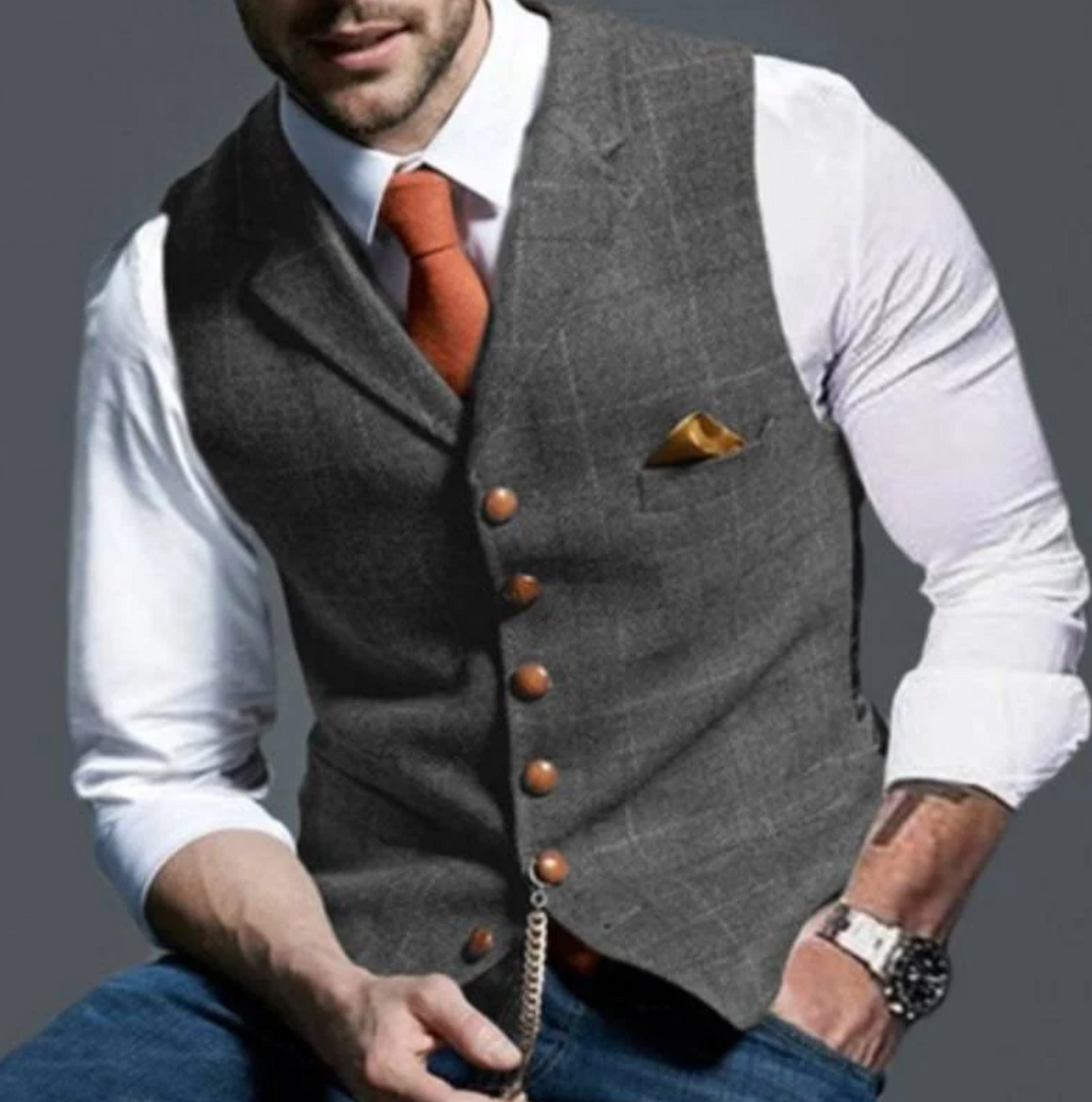 Structured Retro Style Vest for Men | Classic Tailored Design