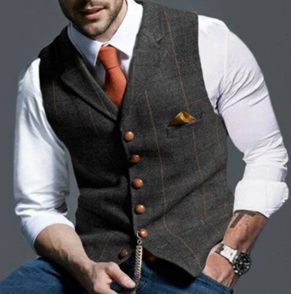 Structured Retro Style Vest for Men | Classic Tailored Design