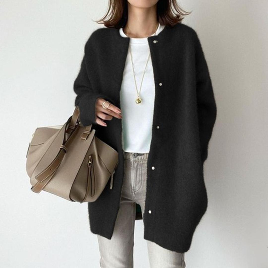 Women's Cardigan | Loose Fit Long Sleeve Round Neck