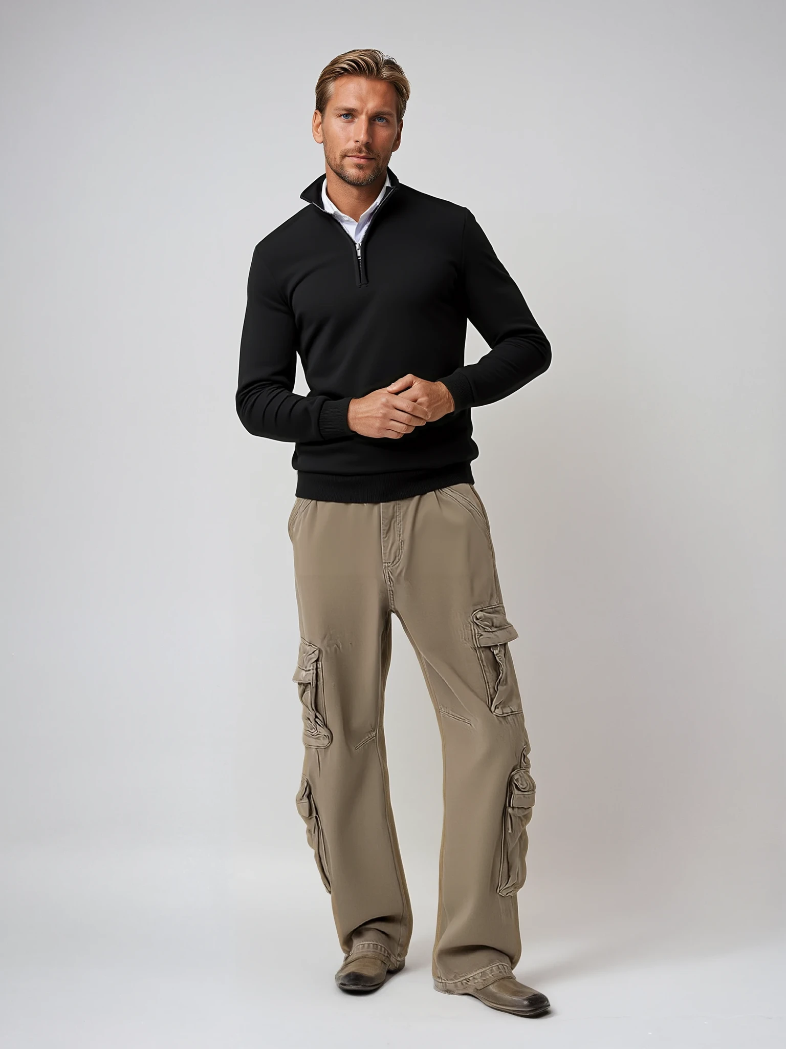 Men's Sweater | With Half-Zip Long Sleeve Casual Wear Regular Fit