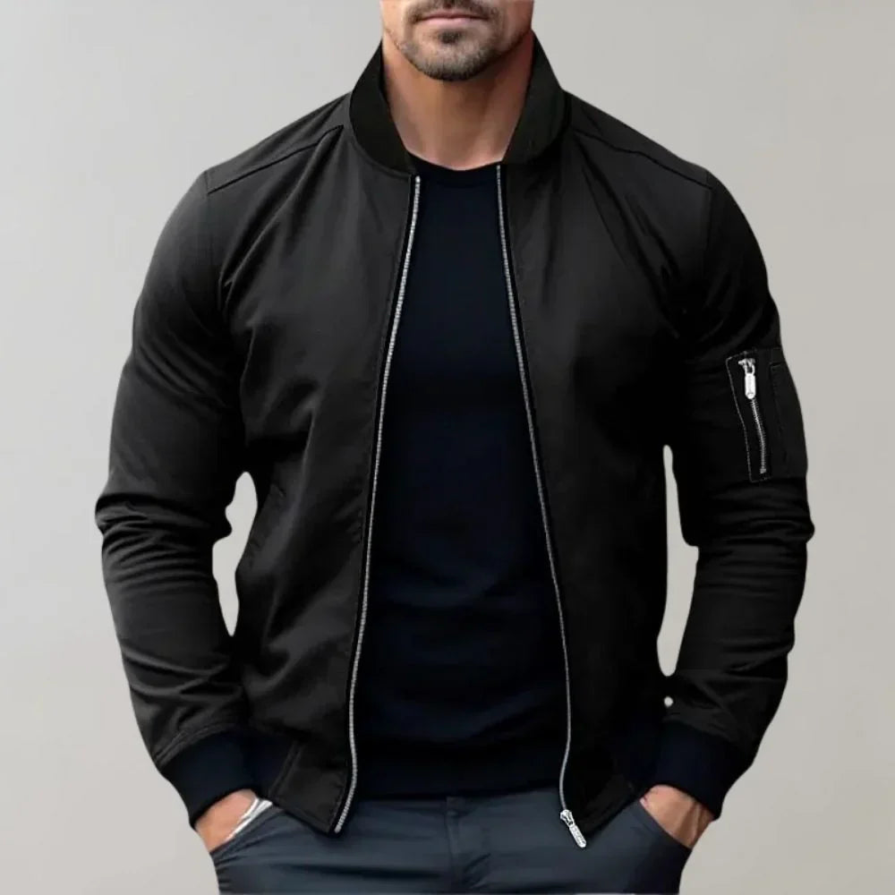 Men's Bomber Jacket | Casual Zipper Long Sleeve