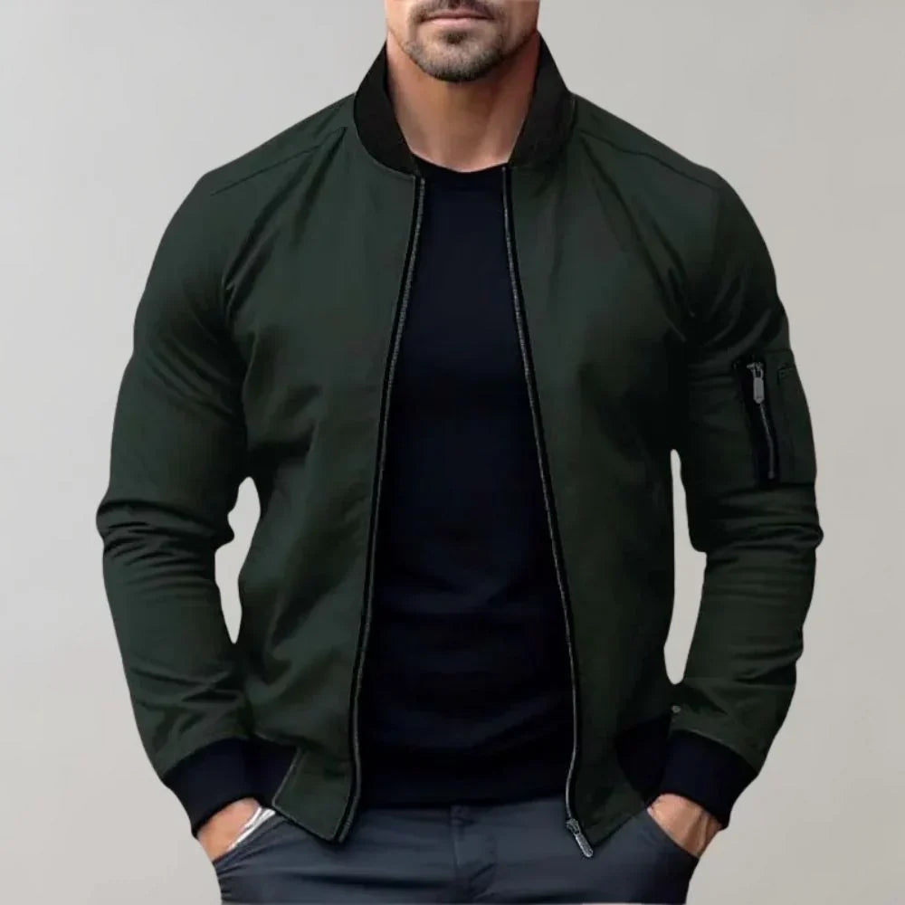 Men's Bomber Jacket | Casual Zipper Long Sleeve