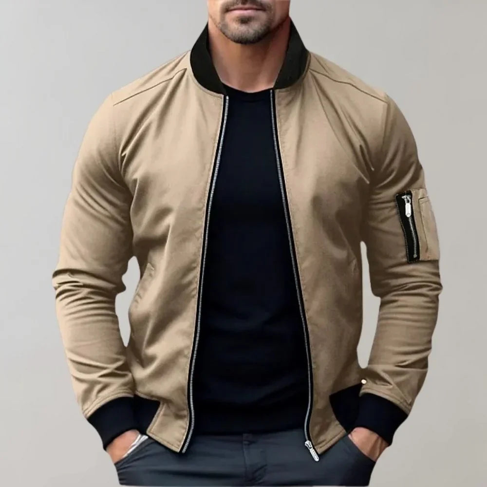 Men's Bomber Jacket | Casual Zipper Long Sleeve