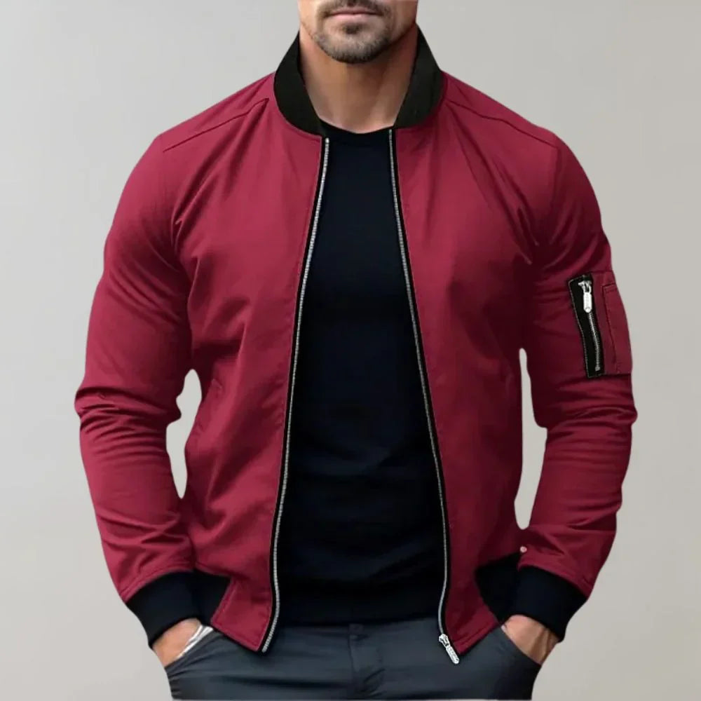 Men's Bomber Jacket | Casual Zipper Long Sleeve
