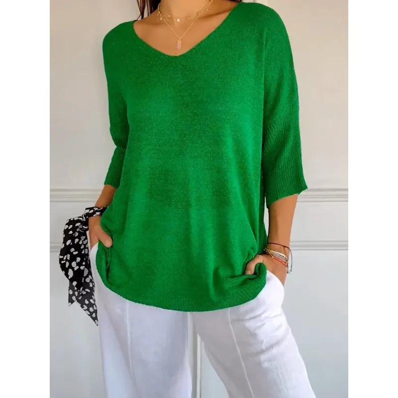 Women's Knit Top with V-Neck | Comfortable