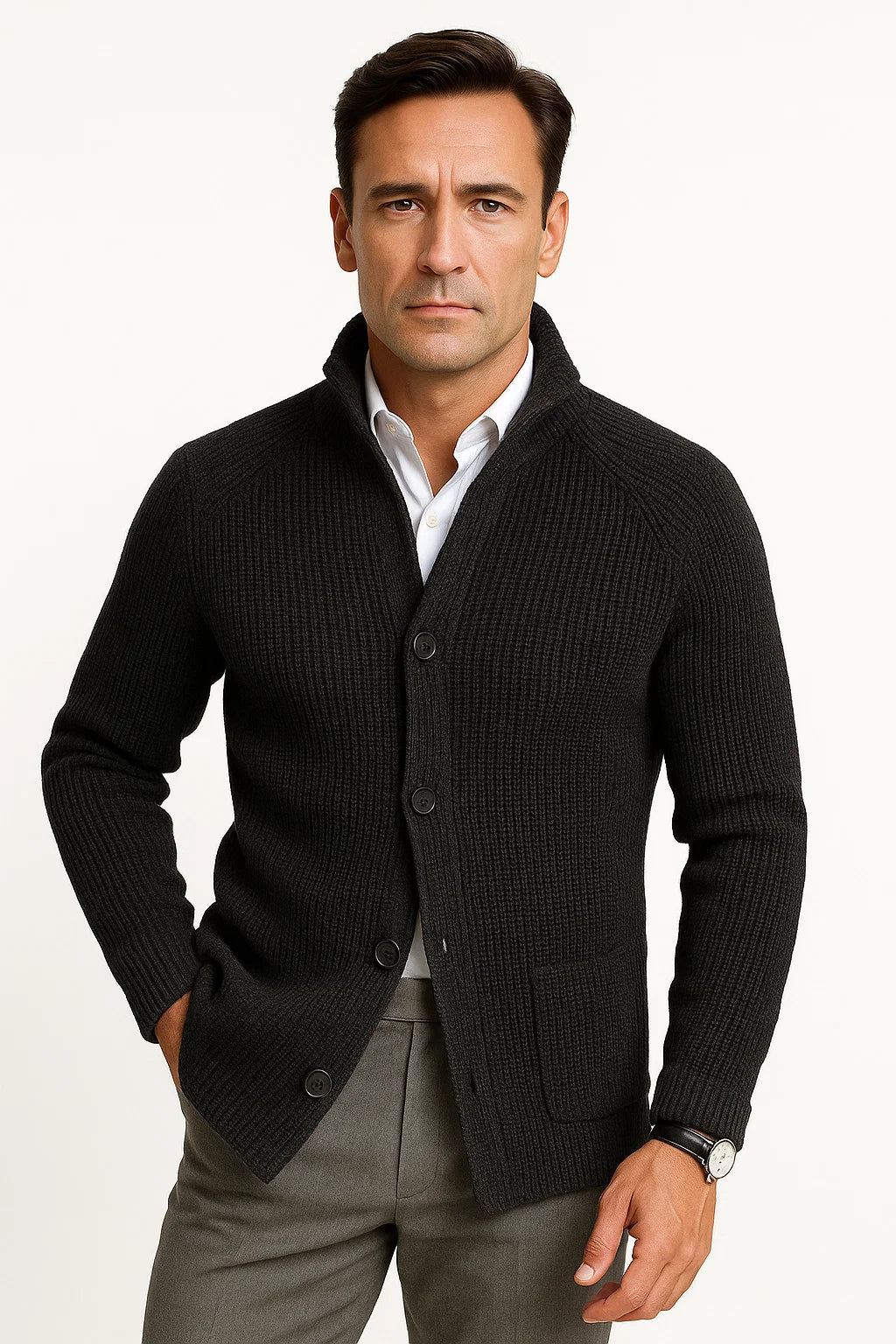 Knit Button Front Cardigan Sweater for Men | Regular Fit Fall Winter Layer