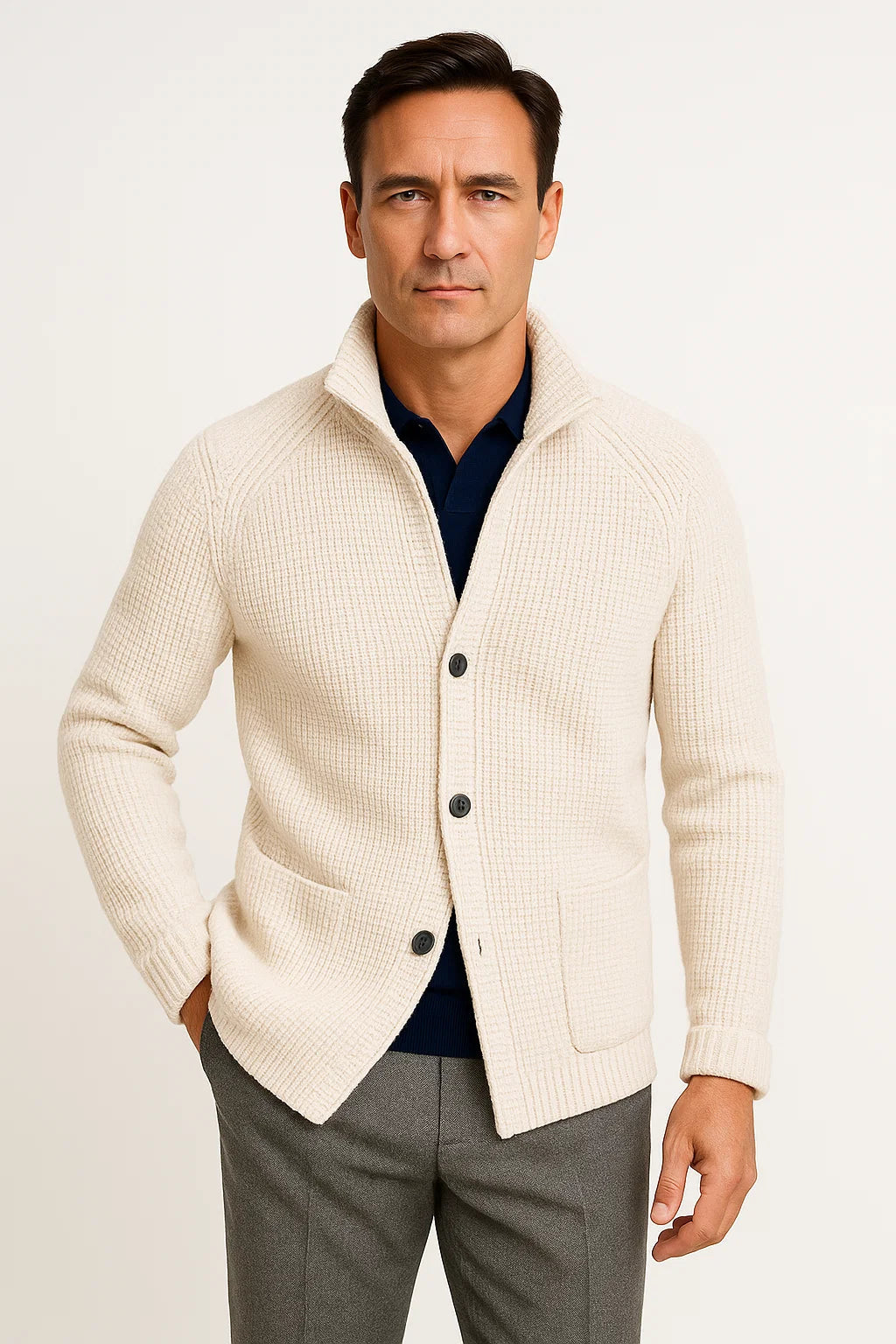 Knit Button Front Cardigan Sweater for Men | Regular Fit Fall Winter Layer