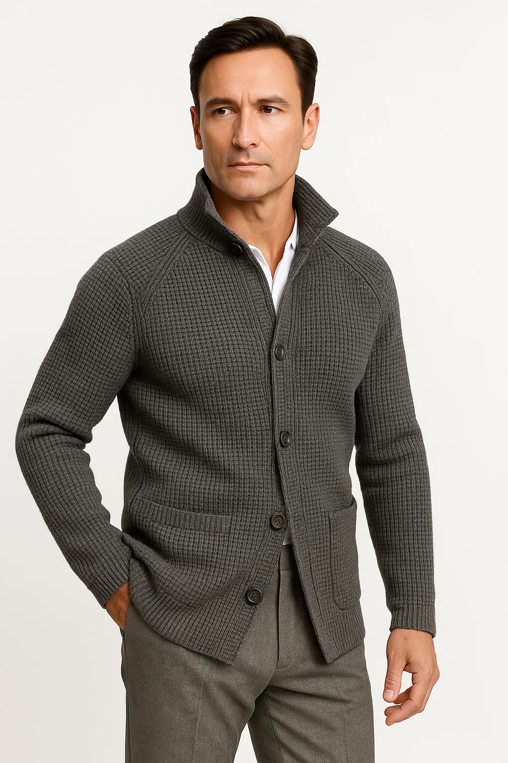 Knit Button Front Cardigan Sweater for Men | Regular Fit Fall Winter Layer