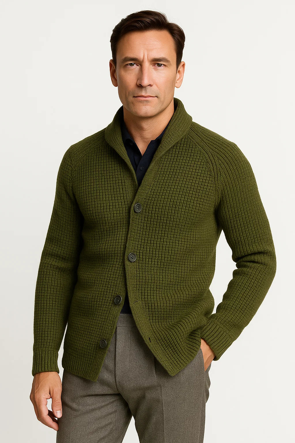 Knit Button Front Cardigan Sweater for Men | Regular Fit Fall Winter Layer
