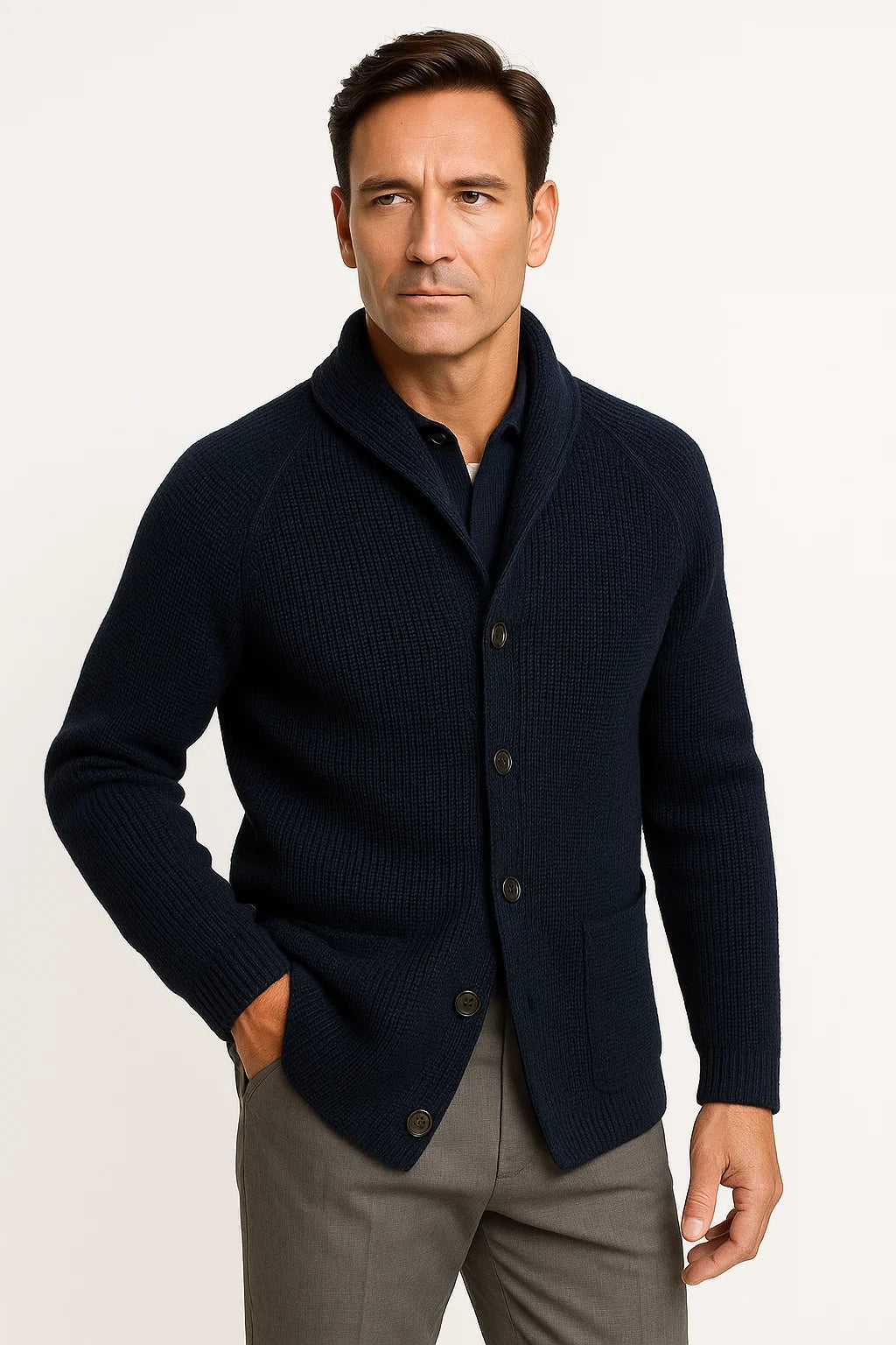 Knit Button Front Cardigan Sweater for Men | Regular Fit Fall Winter Layer