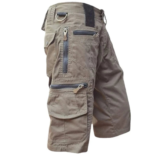 Multi Pocket Cargo Shorts with Zip Compartments for Men | Outdoor Utility Style