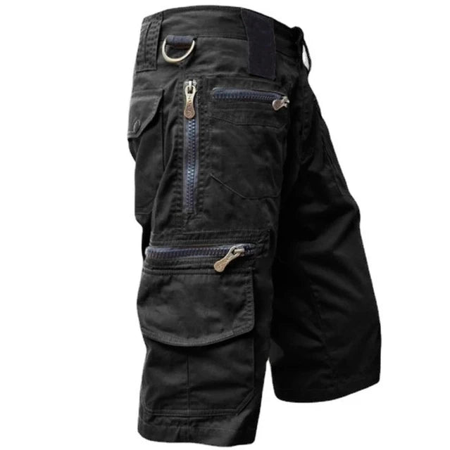 Multi Pocket Cargo Shorts with Zip Compartments for Men | Outdoor Utility Style