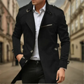 Water Resistant Double Breasted Long Raincoat with Notch Collar for Men