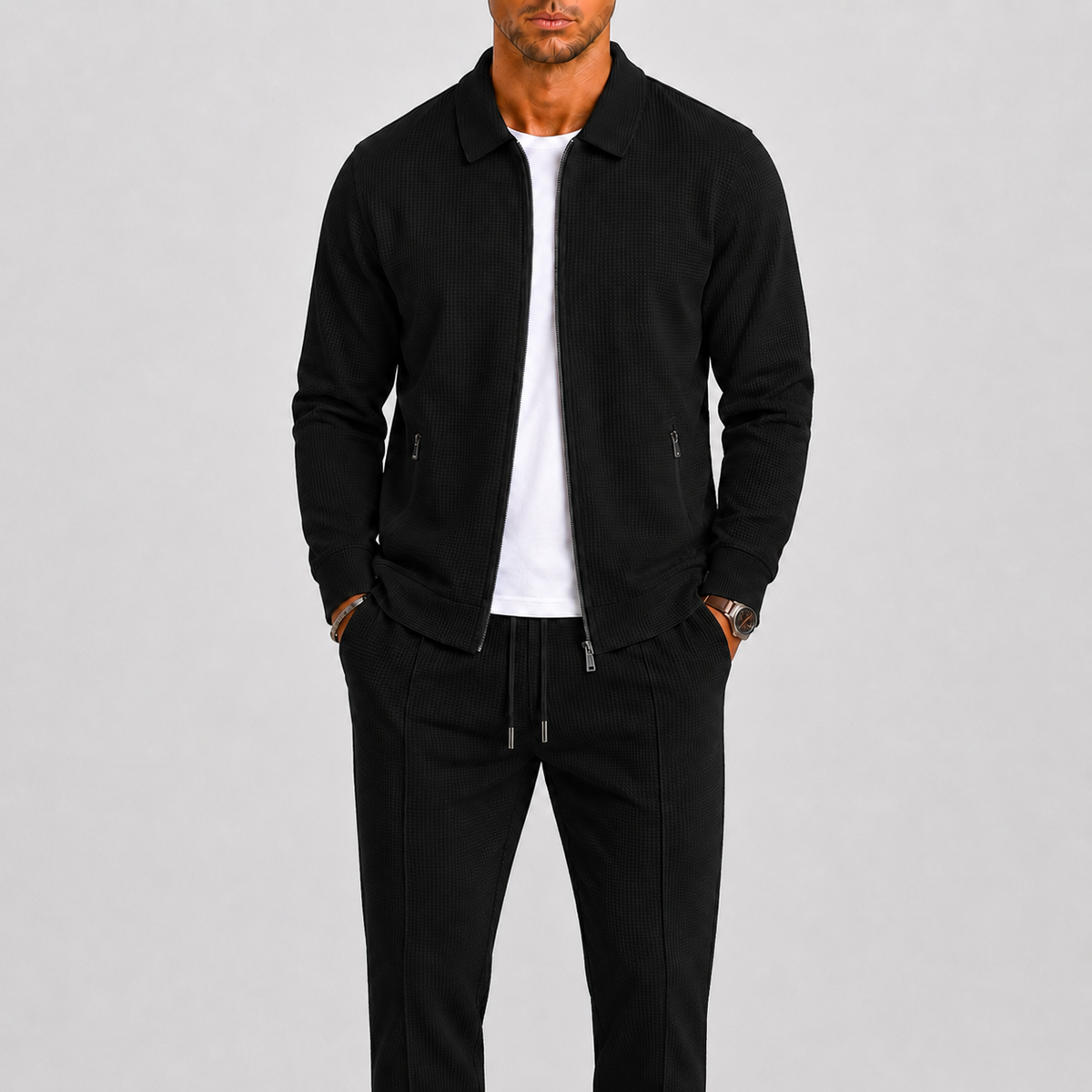 Zip Jacket and Pants Tracksuit Set for Men | Two Piece Set