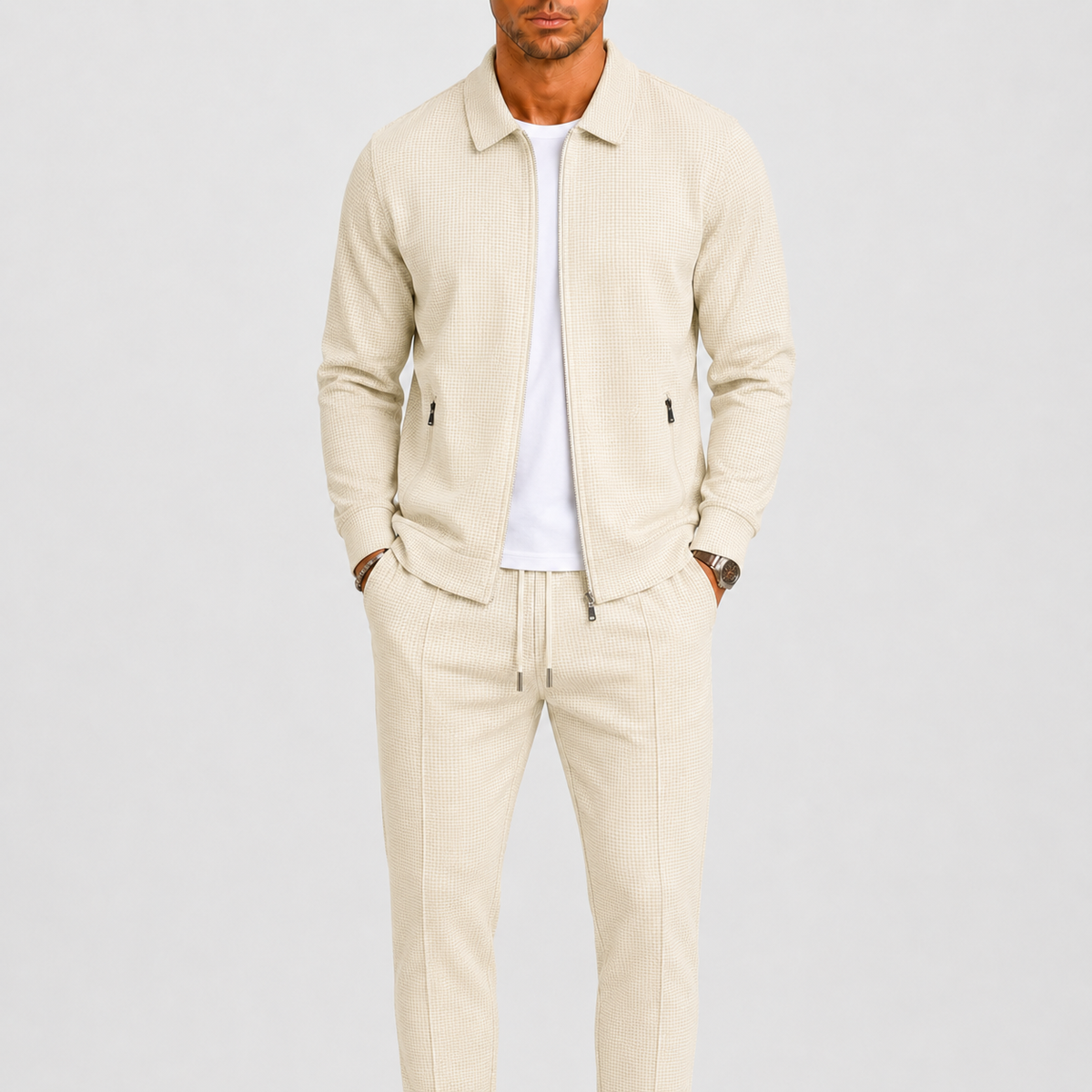 Zip Jacket and Pants Tracksuit Set for Men | Two Piece Set