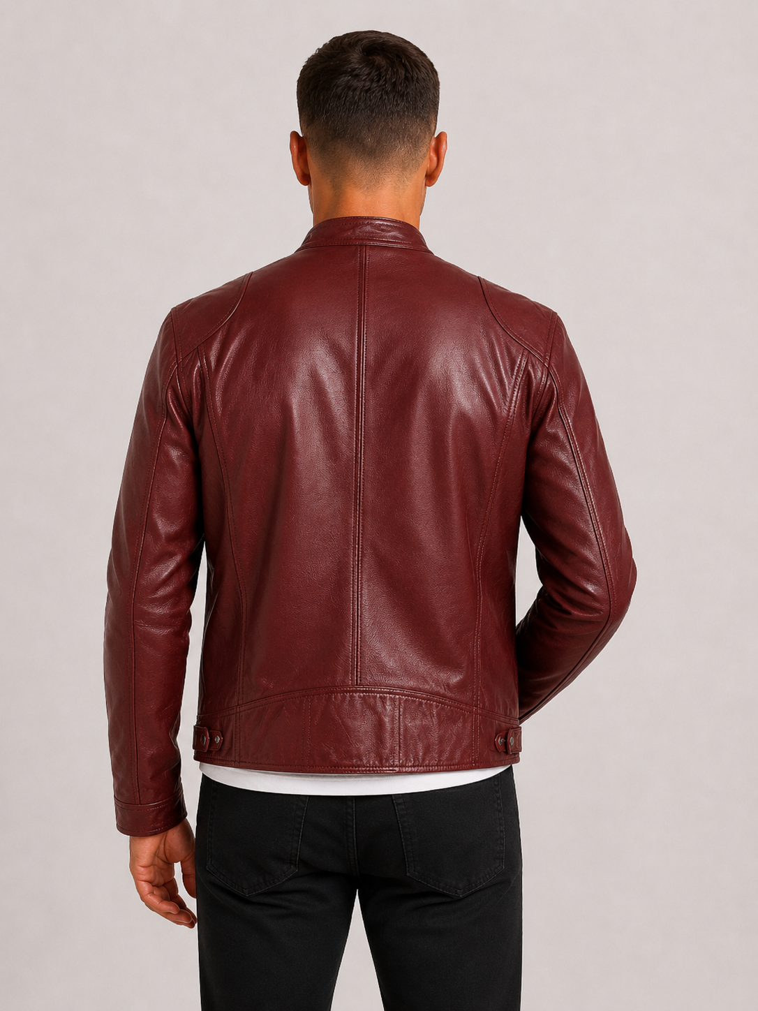 Faux Leather Zip Biker Jacket for Men | Fall Outerwear
