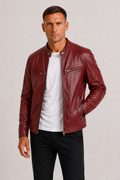 Faux Leather Zip Biker Jacket for Men | Fall Outerwear