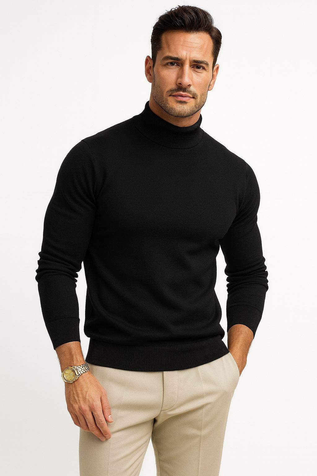 Men's Sweater | Turtleneck Fitted Cut Long Sleeve Design