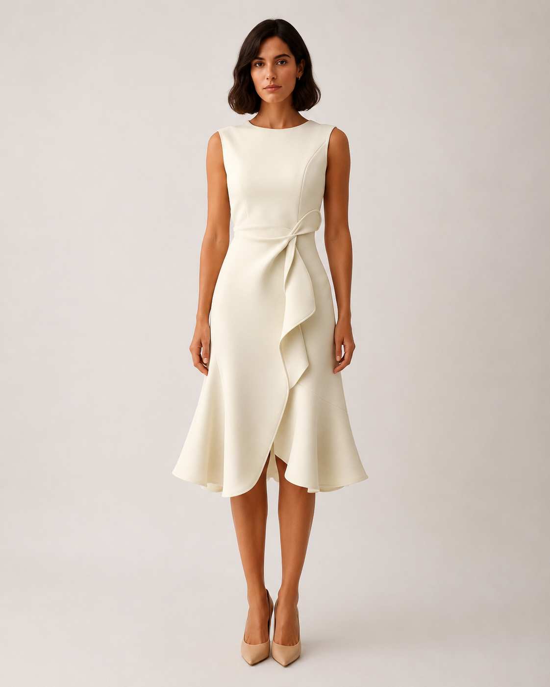 Asymmetric Sleeveless Midi Dress for Women | Wedding Guest Occasion
