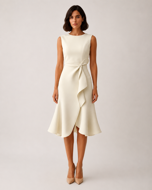 Asymmetric Sleeveless Midi Dress for Women | Wedding Guest Occasion