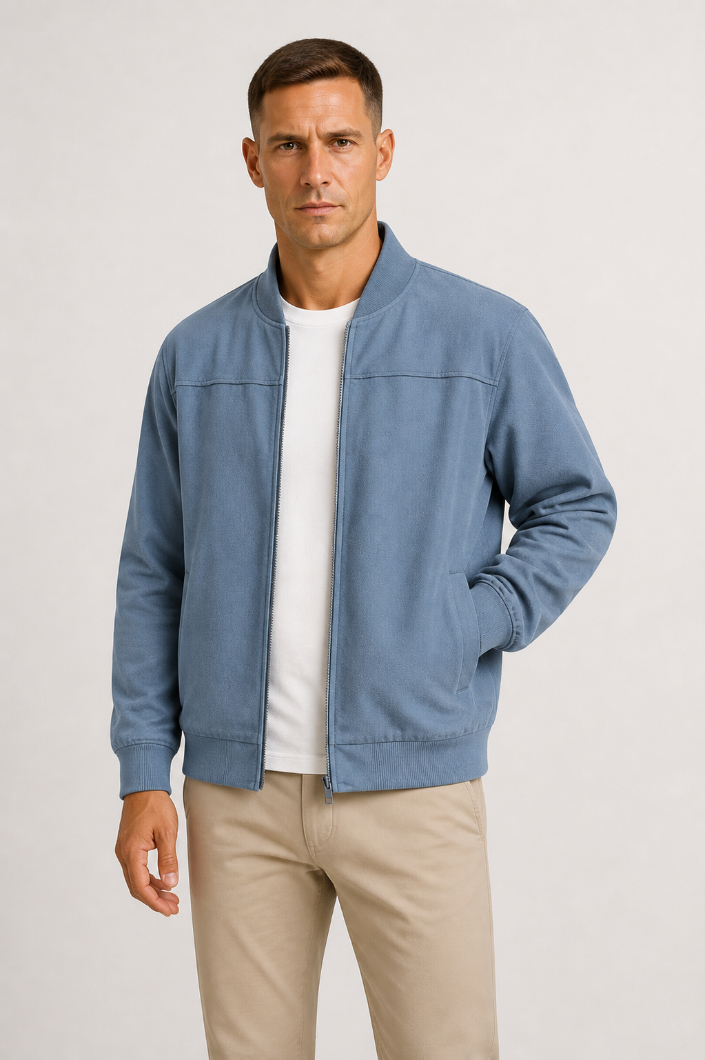 Suede Slim Fit Bomber Jacket for Men | Spring Autumn Collection