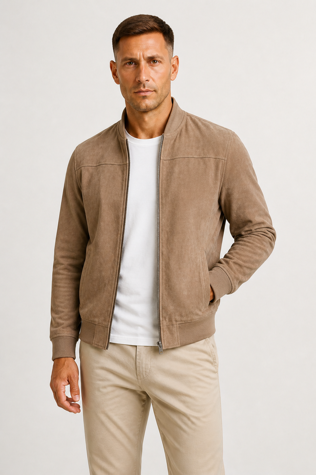 Suede Slim Fit Bomber Jacket for Men | Spring Autumn Collection