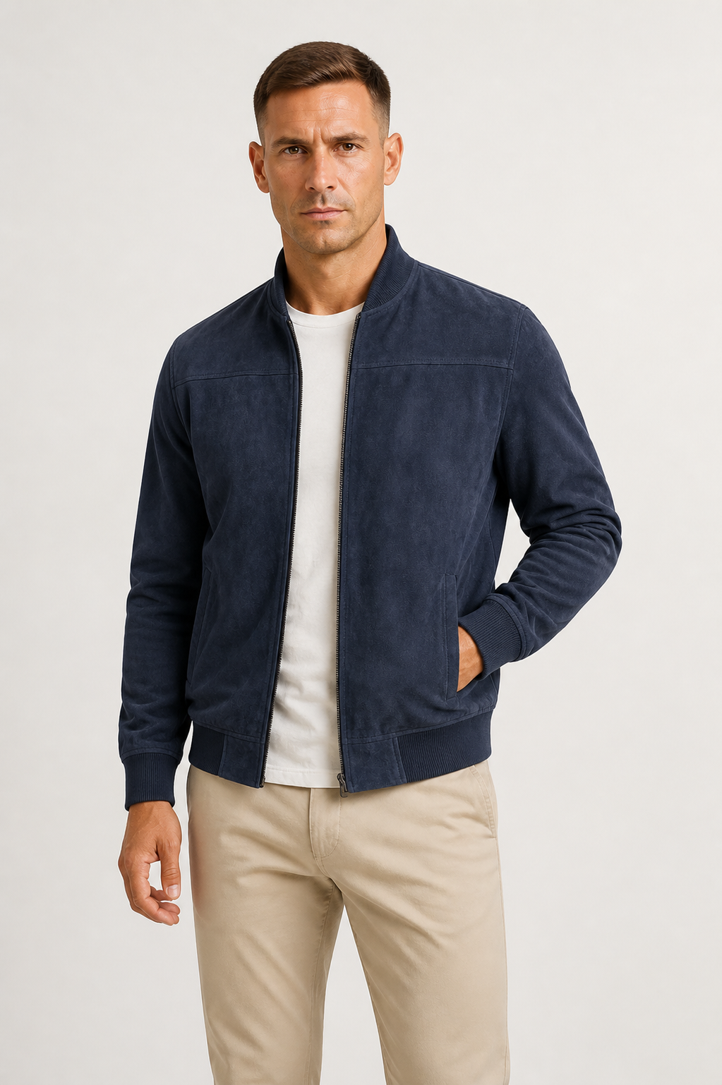 Suede Slim Fit Bomber Jacket for Men | Spring Autumn Collection