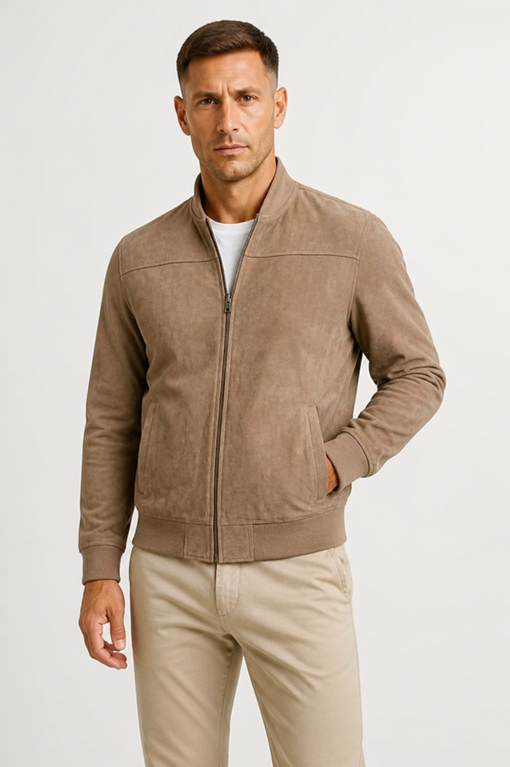 Suede Slim Fit Bomber Jacket for Men | Spring Autumn Collection