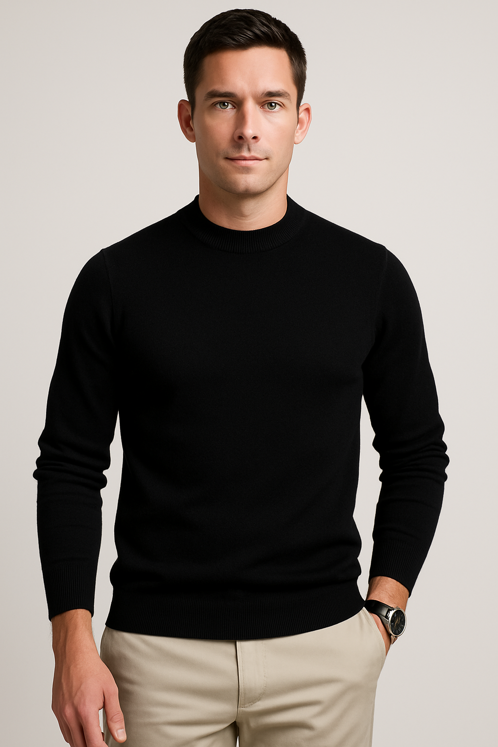 Ribbed Crew Neck Pullover Sweater for Men | Casual Everyday Layering