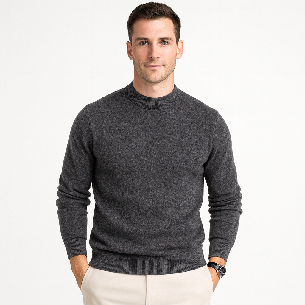 Ribbed Crew Neck Pullover Sweater for Men | Casual Everyday Layering